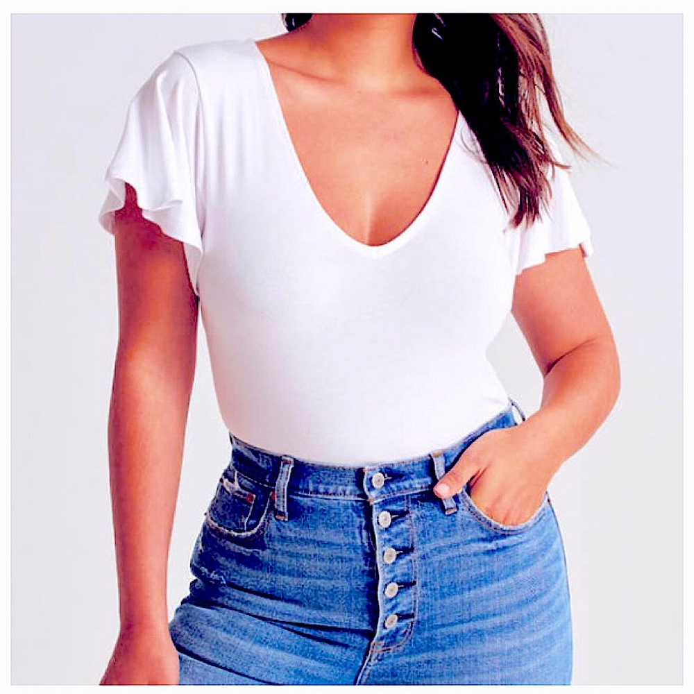 A&F Soft & Drapey Angel Sleeve Bodysuit